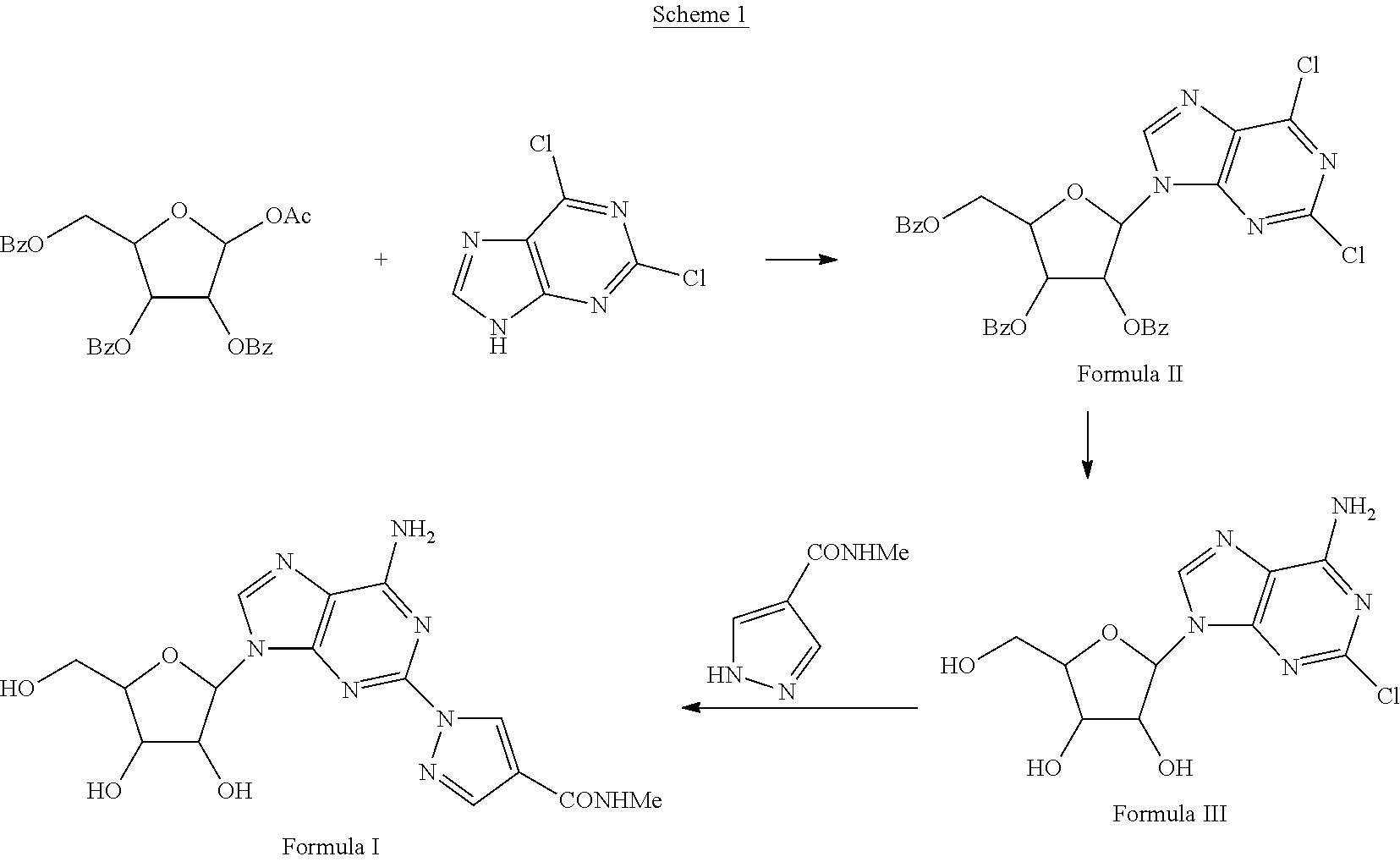 Process for the preparation of (1-{9-[(4S, 2R, 3R, 5R)-3, 4-dihydroxy-5-(hydroxymethyl)oxolan-2-yl)-6-aminopurin-2-yl}pyrazole-4-yl)-N-methylcarboxamide