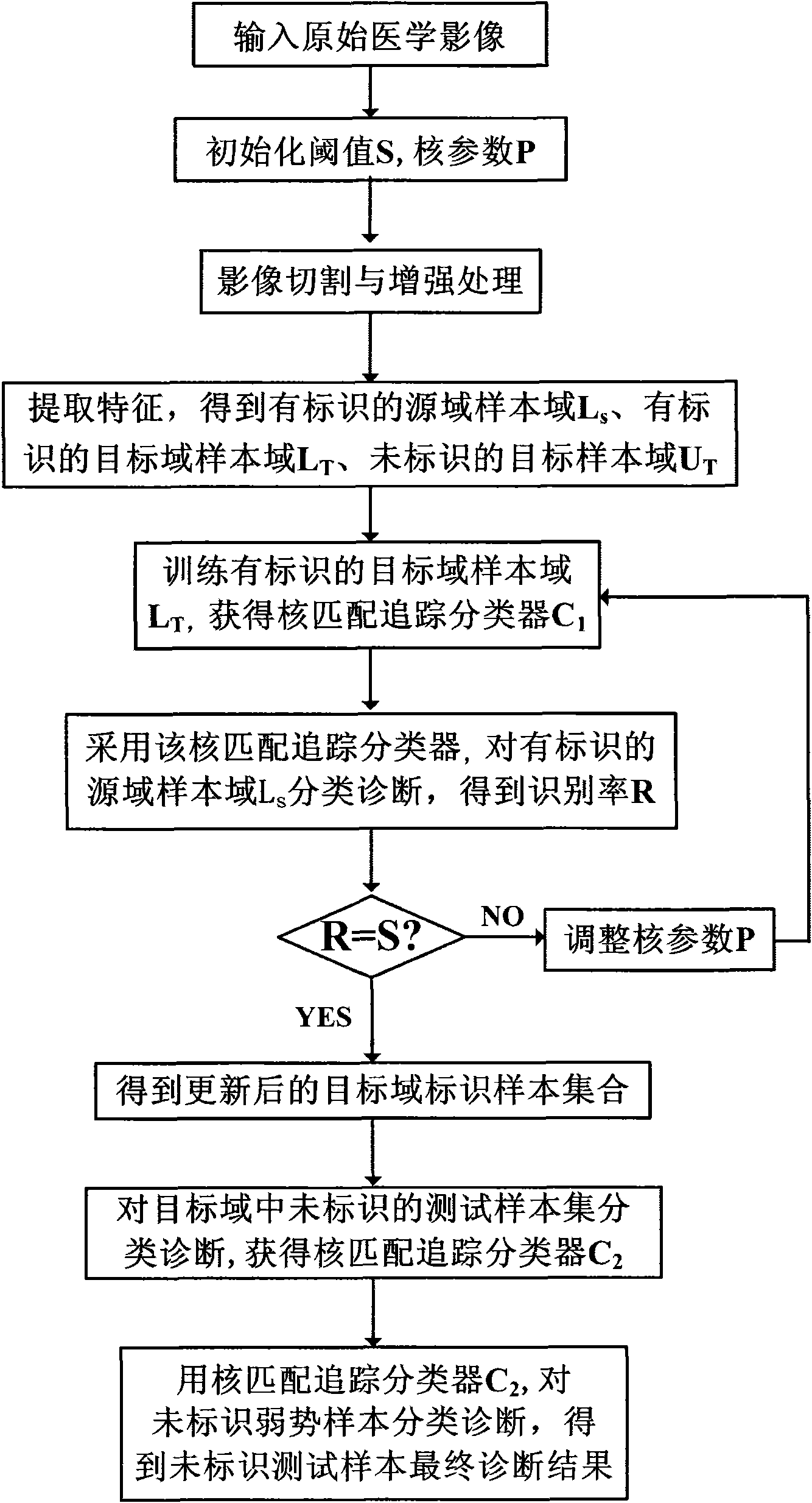 Medical image diagnosing system and diagnosing method based on migrated nuclear matching tracing