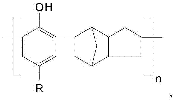 Macromolecular polymerized phenol modified polydicyclopentadiene material and preparation method thereof