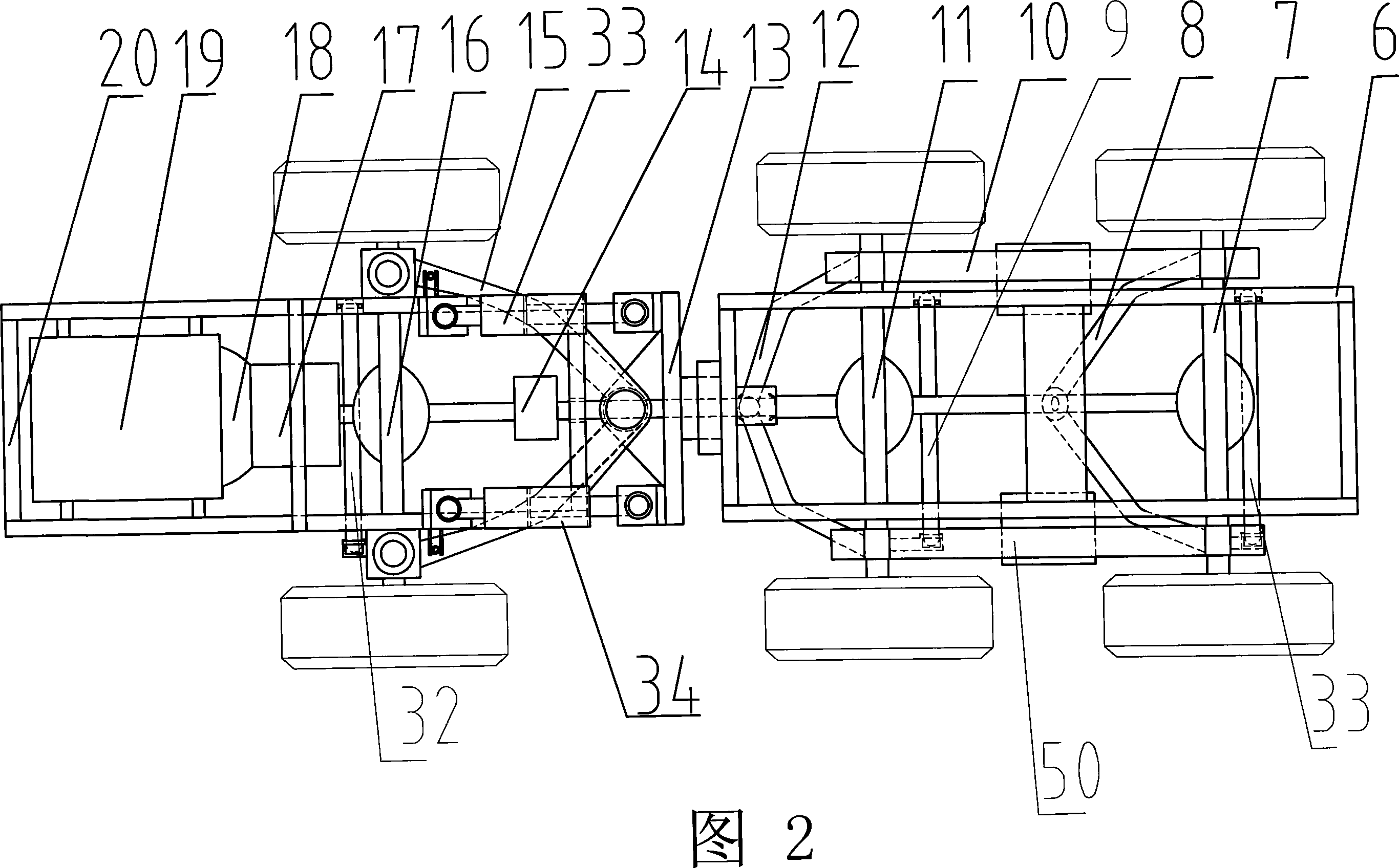 A hinged type self-discharging automobile chassis