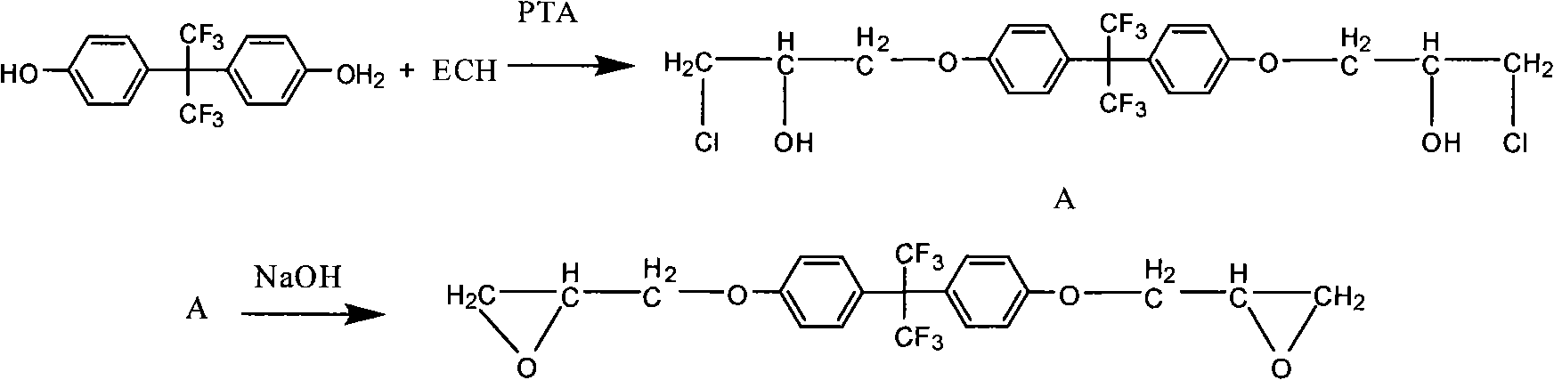 Method for preparing fluorine-containing epoxy resin by phase transfer catalyst