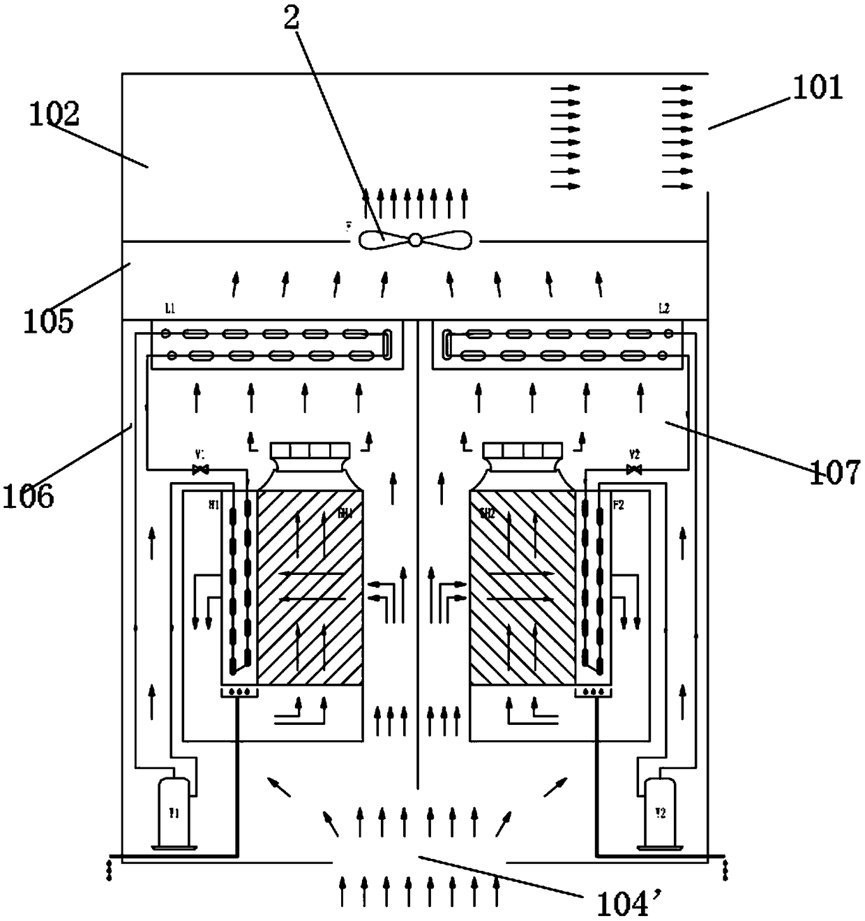 Dehumidifying and drying machine with homogenized temperature and humidity of air outlet section of condenser