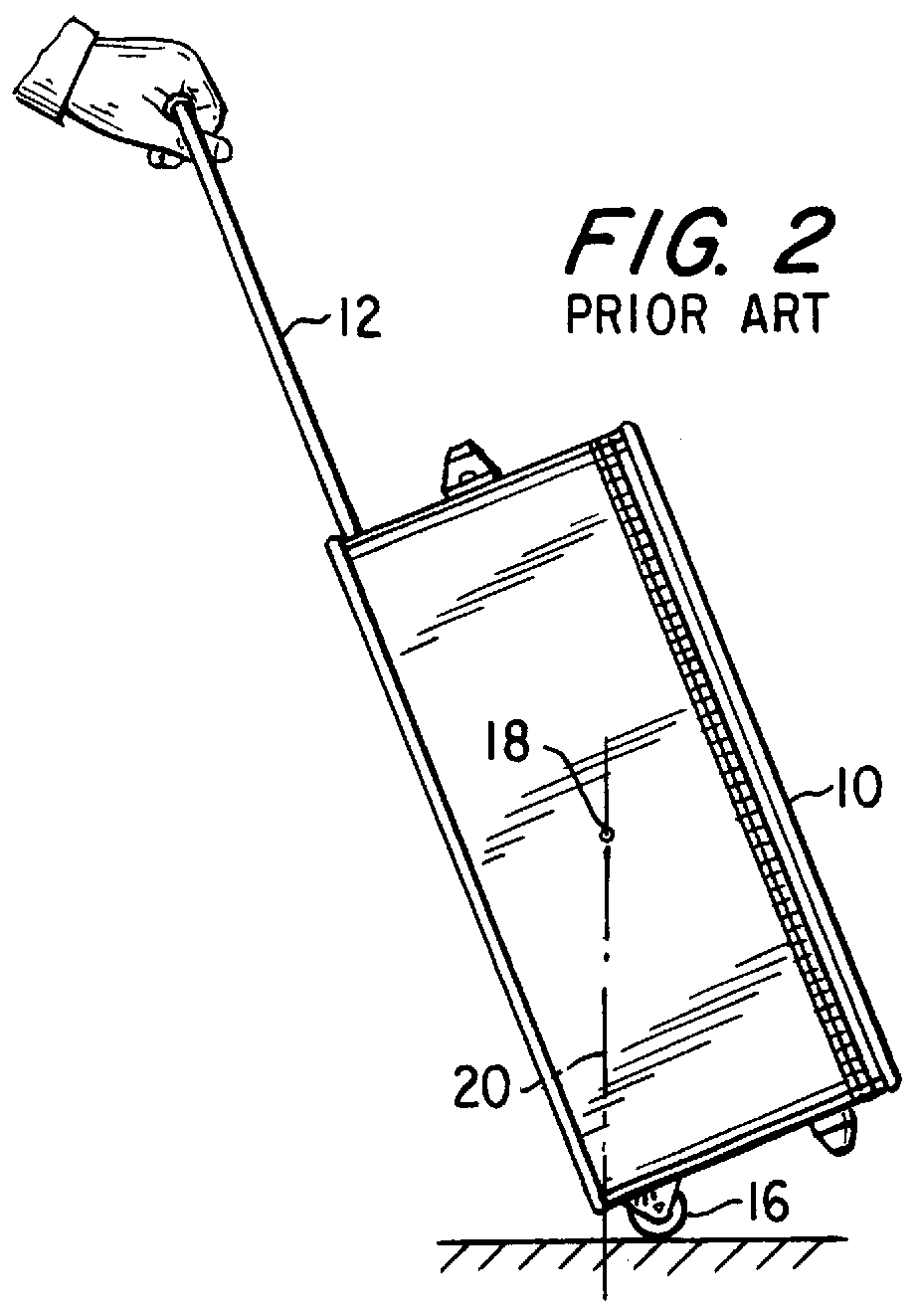 Inclined handle for wheeled case