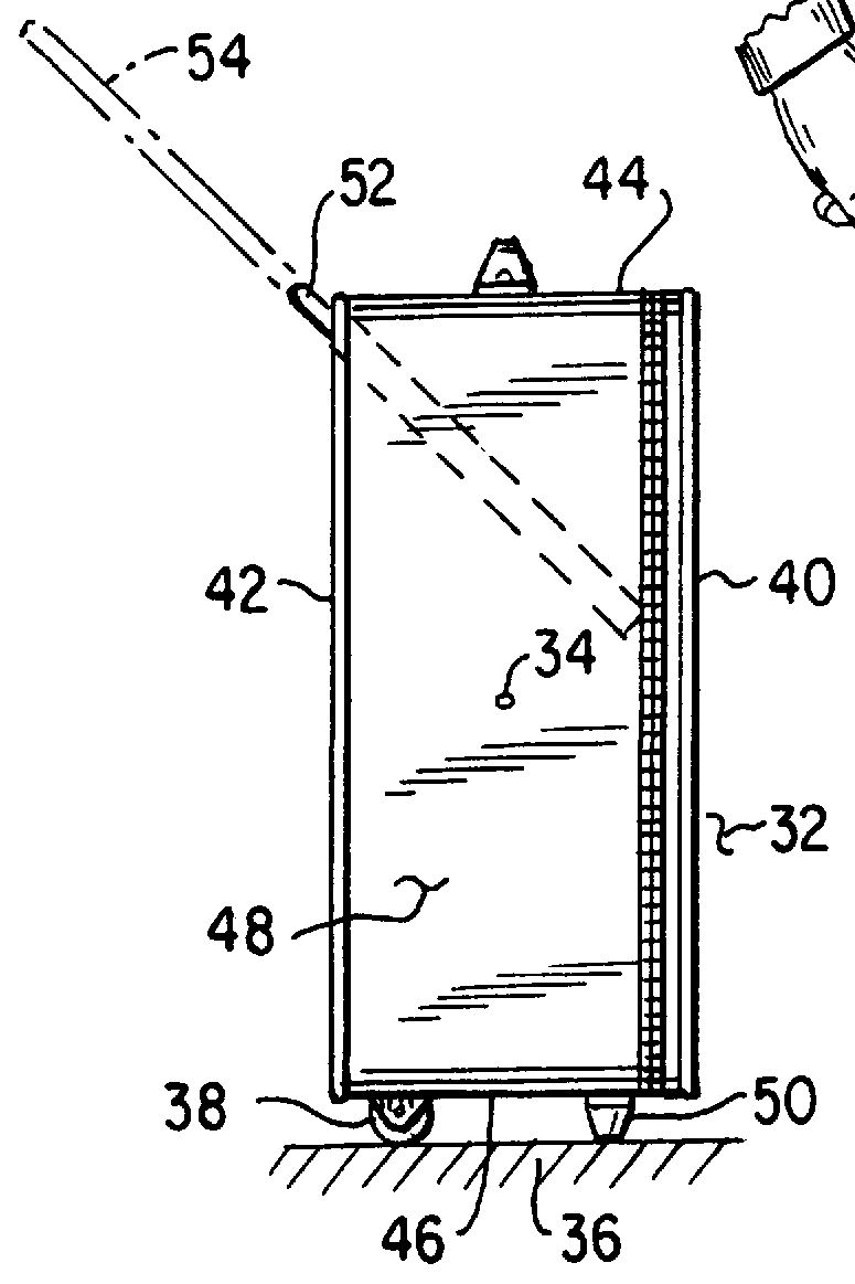 Inclined handle for wheeled case