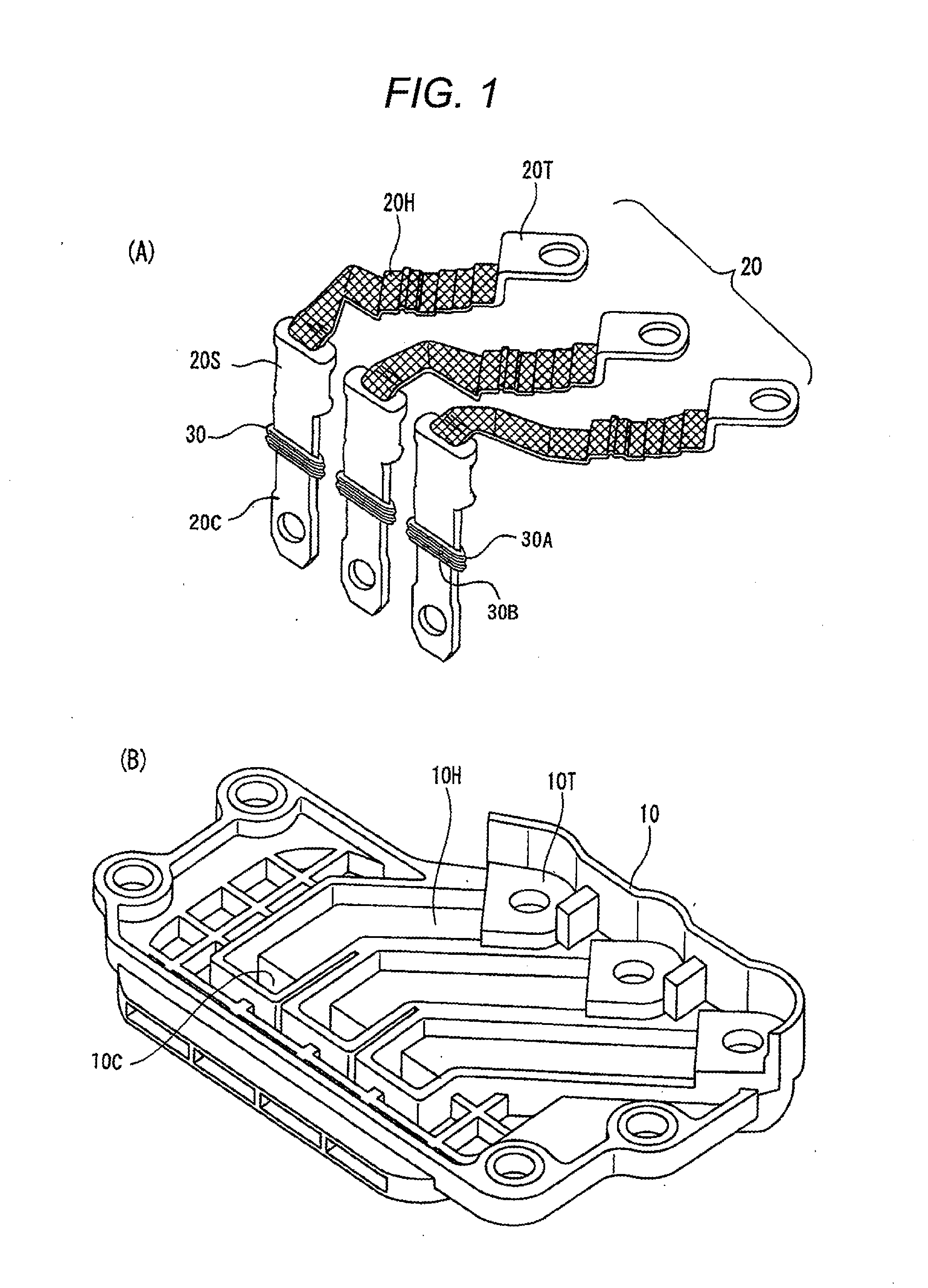 Inverter terminal board installed in motor case and packing