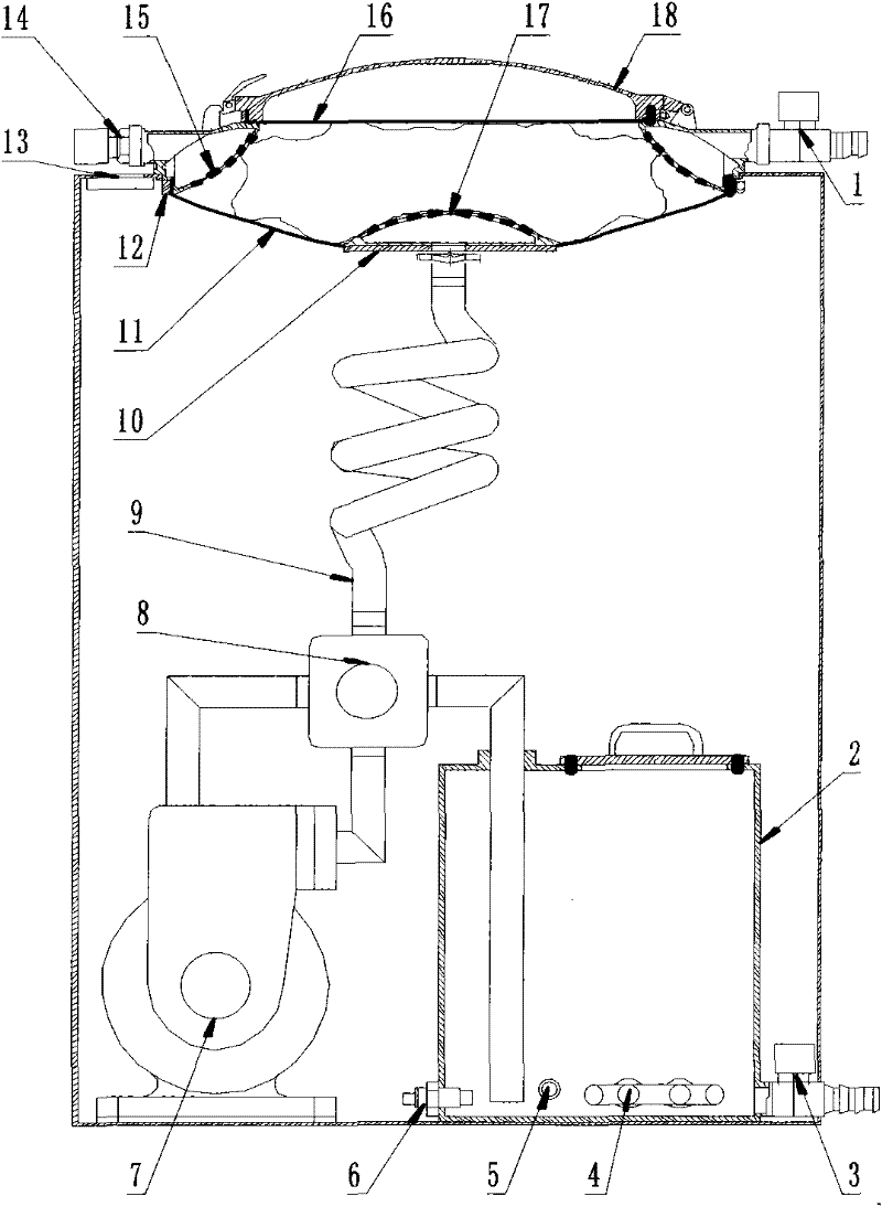 Double membrane pump suction washing method and washing machine