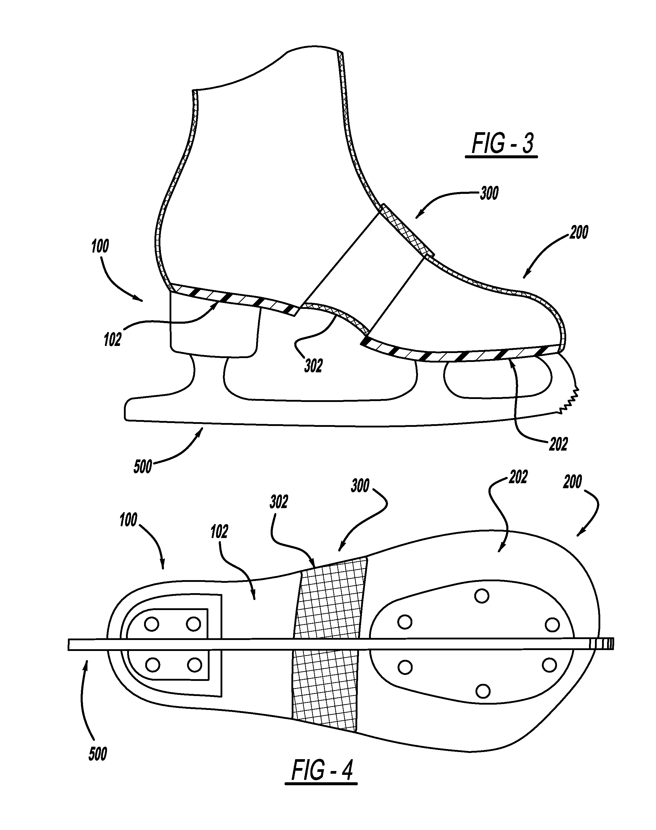 Skate boot with flexble midfoot section