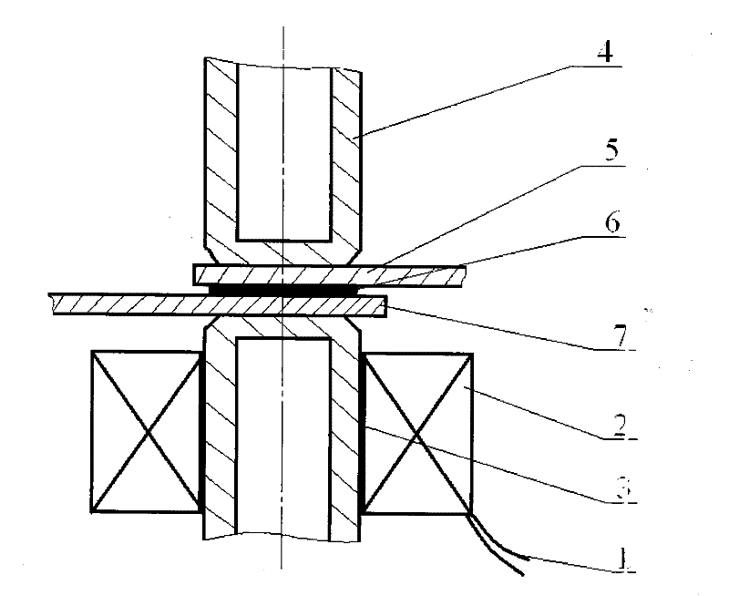 Method and device for performing electric magnetization resistance welding-braze welding compounding on dissimilar materials