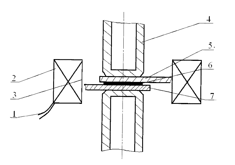 Method and device for performing electric magnetization resistance welding-braze welding compounding on dissimilar materials