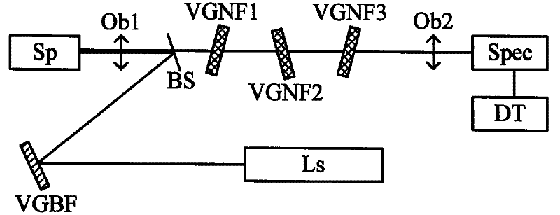 Single-grating Raman spectrum testing system for measuring low-wave-number Raman signals