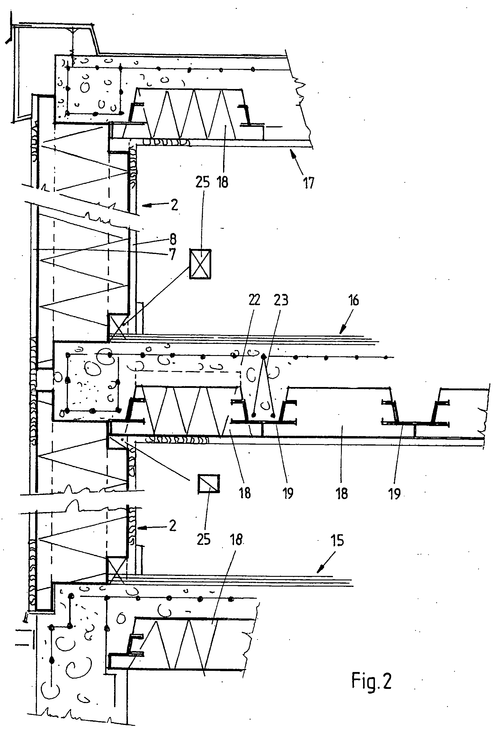 Method of constructing a building, such building, and wall and floor elements for use therein