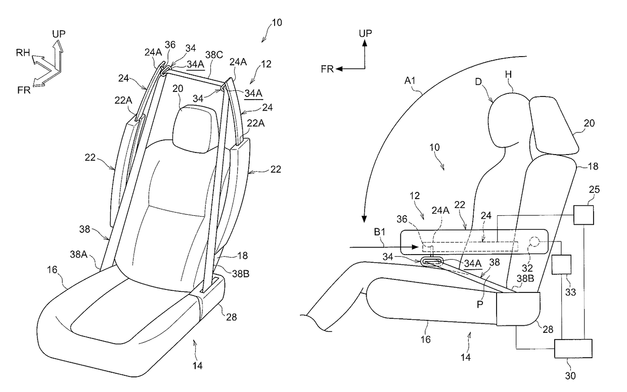 Vehicle seat belt device and occupant protection system