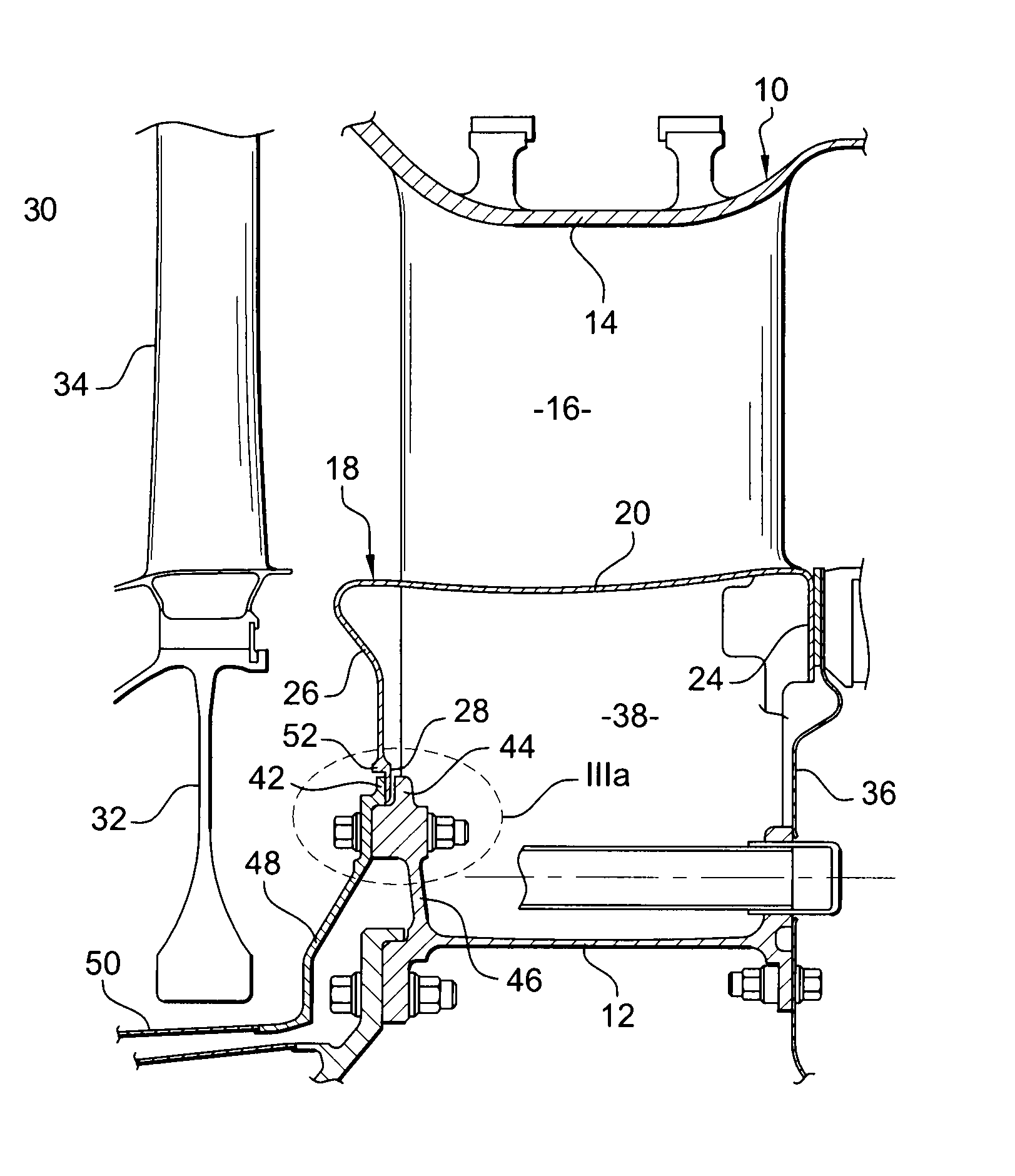 Sealing a hub cavity of an exhaust casing in a turbomachine