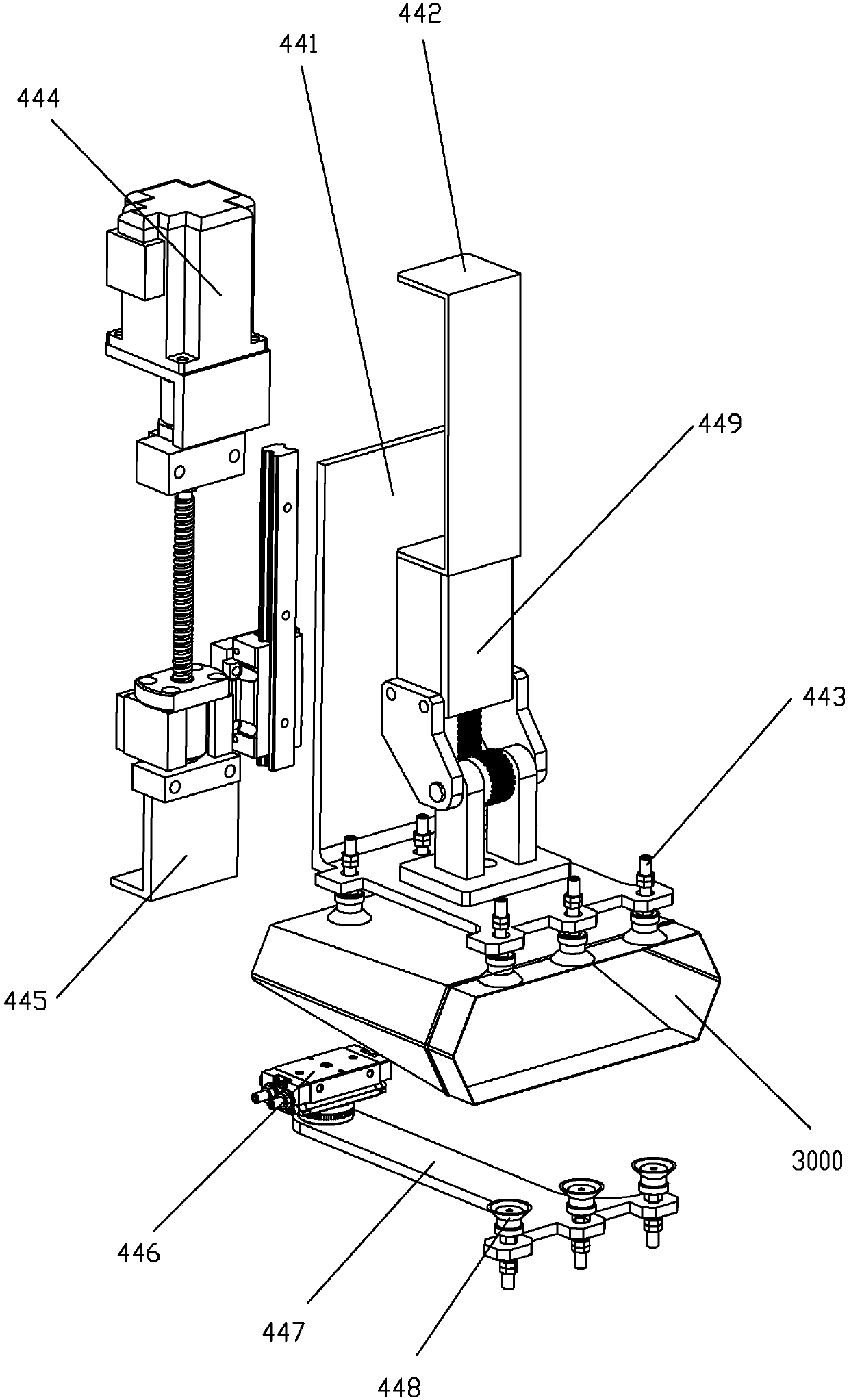 Automatic fetching and opening device for packaging bag main bag and automatic packaging production line