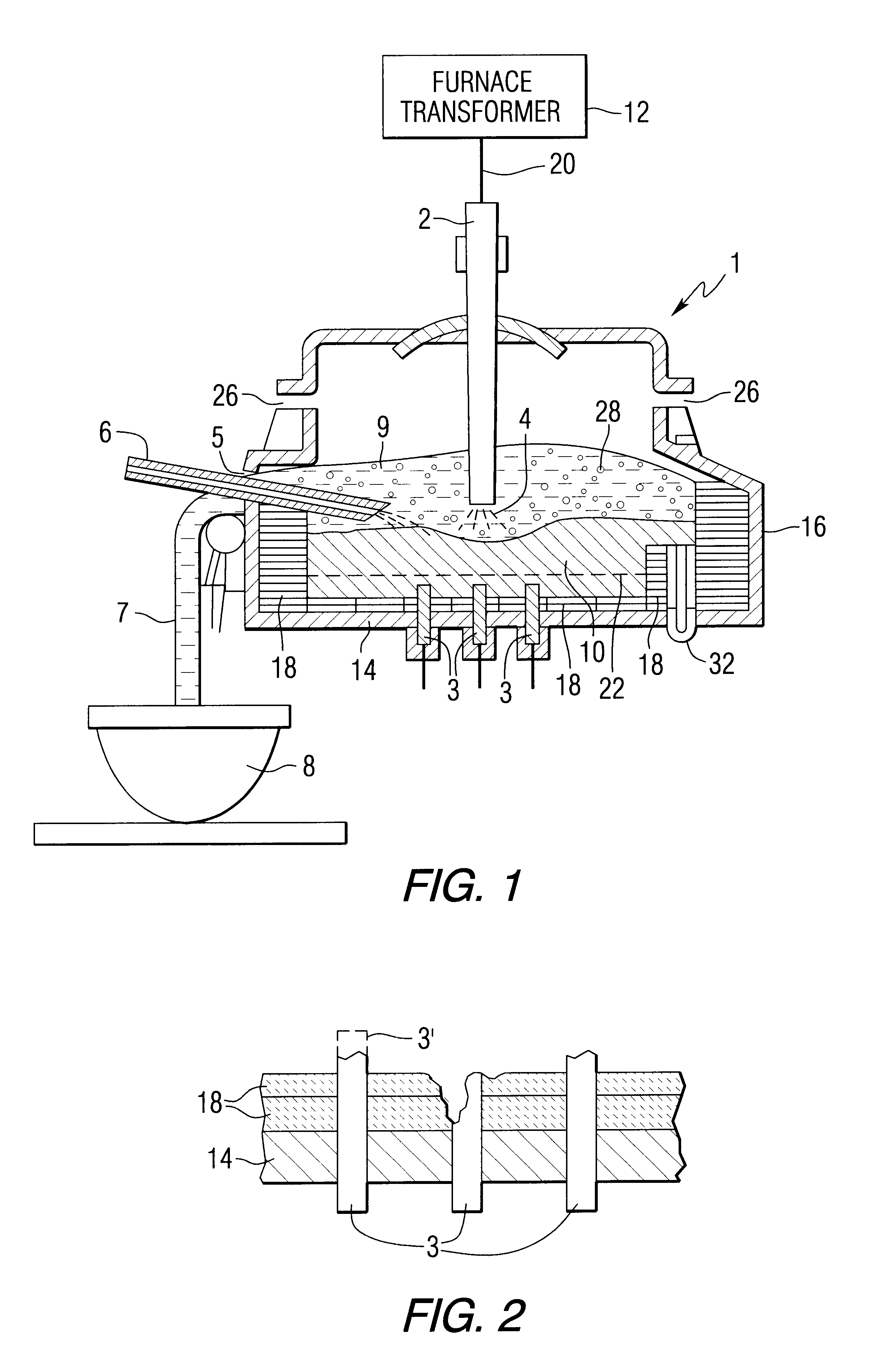 Method to protect the anode bottoms in batch DC electric arc furnace steel production