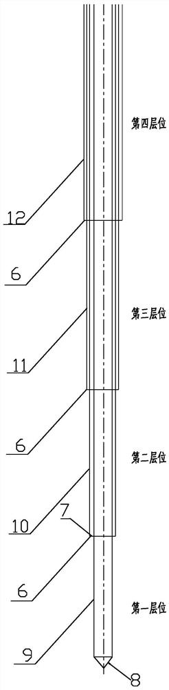 A water level observation tube that can realize layered reporting of the intersection of frozen walls