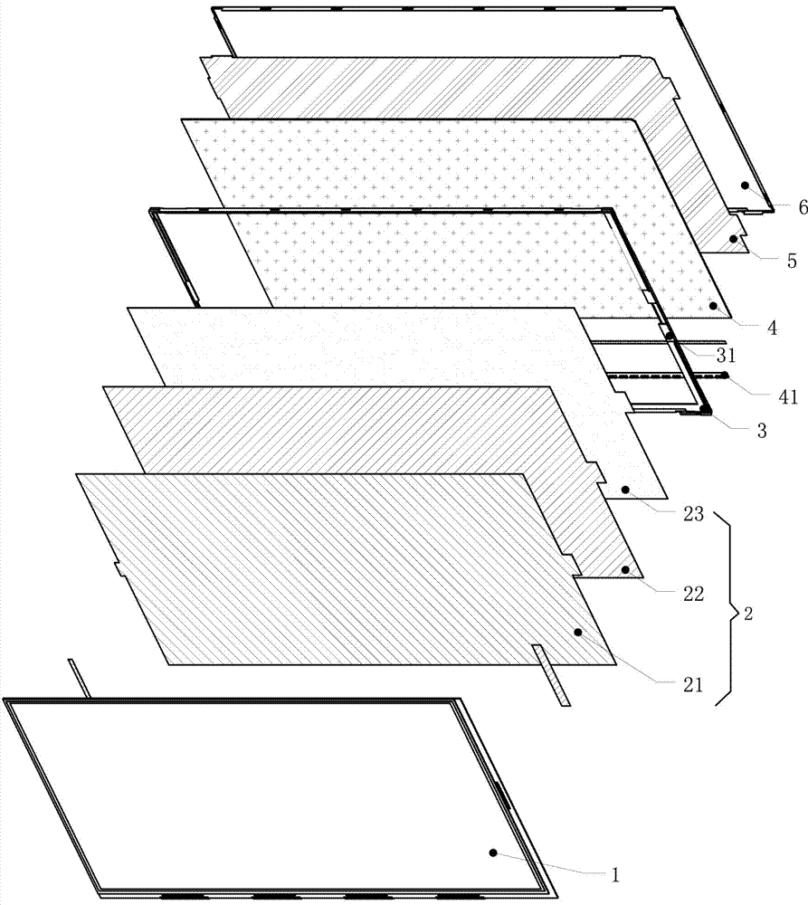 LCM liquid crystal display module structure which prevents backlight film from displacement