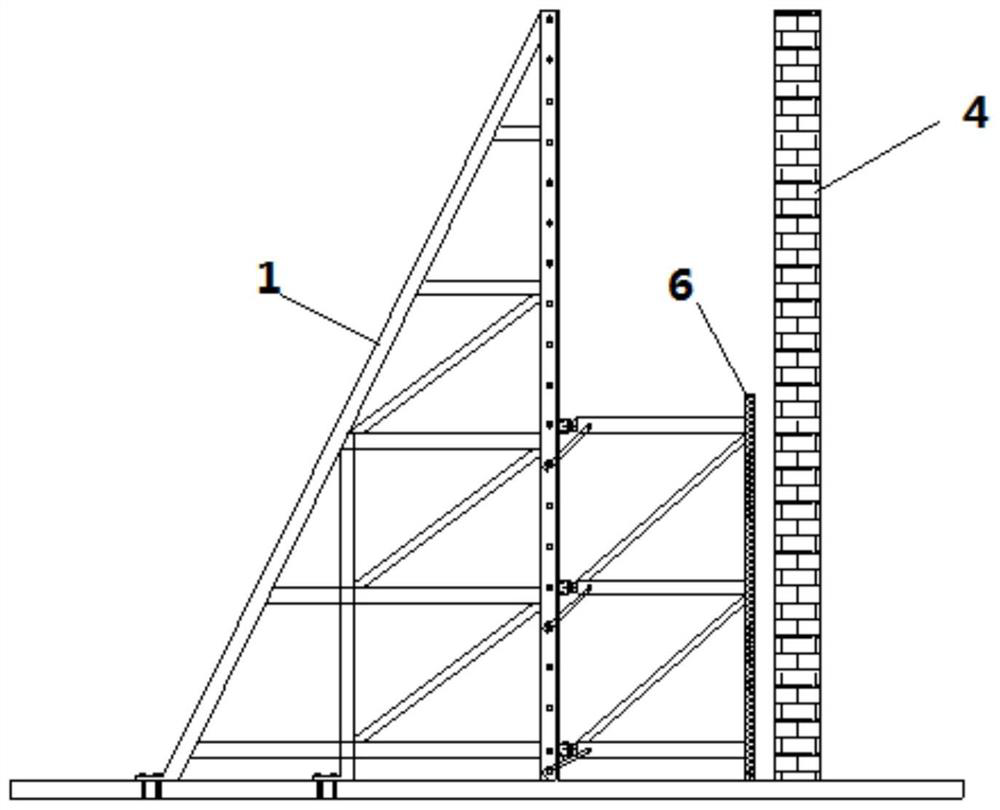 Sliding formwork supporting device for brick wall reinforcement and construction method