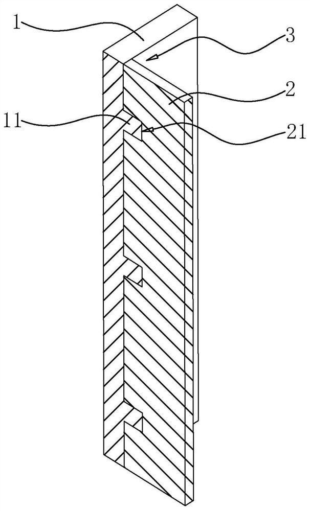 Wood veneer internal corner connecting structure, forming process of wood veneer internal corner connecting structure and wood cabinet with wood veneer internal corner connecting structure