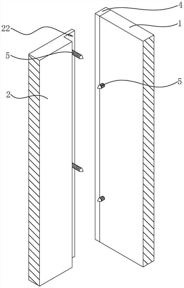 Wood veneer internal corner connecting structure, forming process of wood veneer internal corner connecting structure and wood cabinet with wood veneer internal corner connecting structure