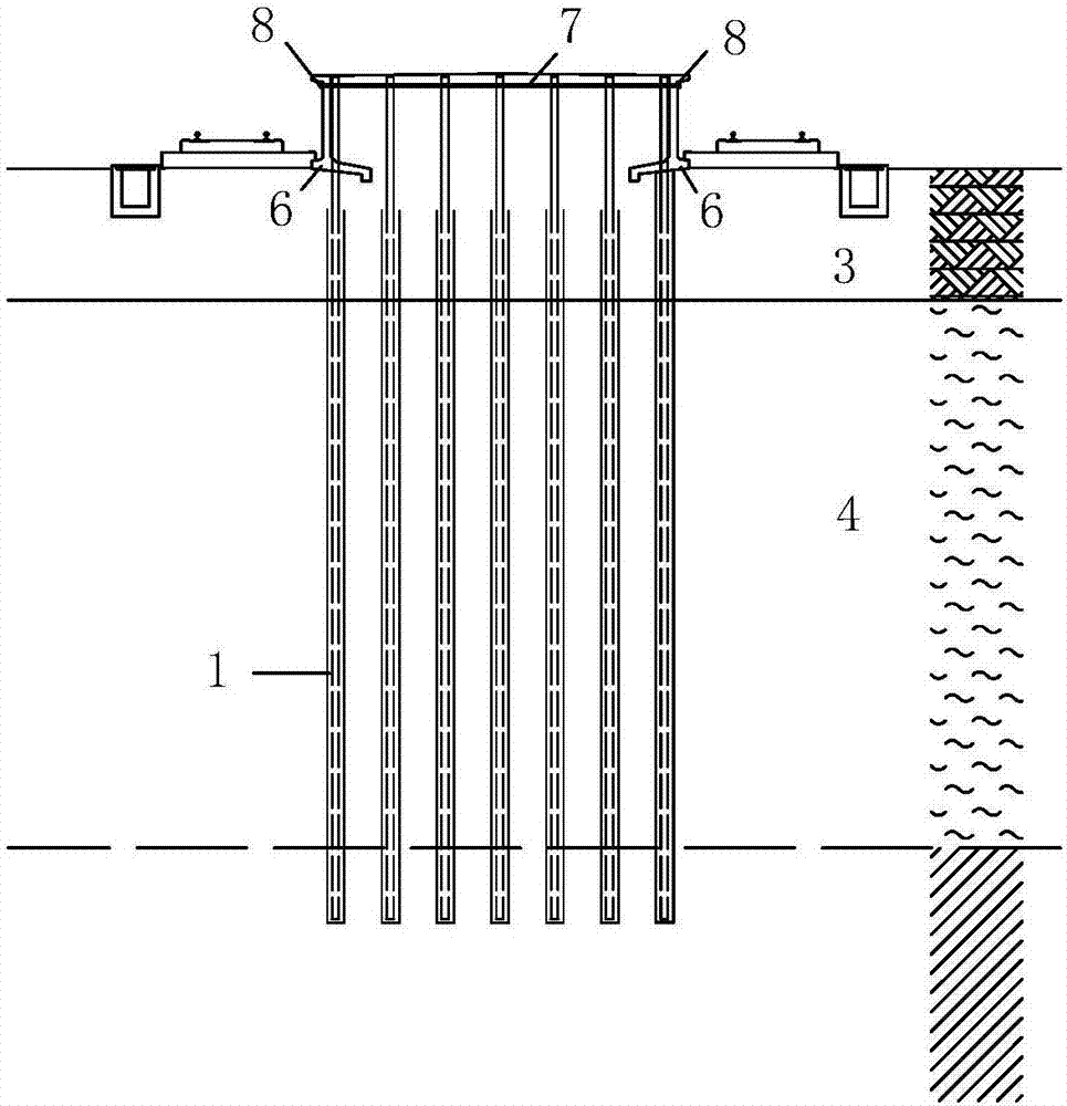 Soft soil area railway station platform subsidence mini-pile repairing structure and construction method