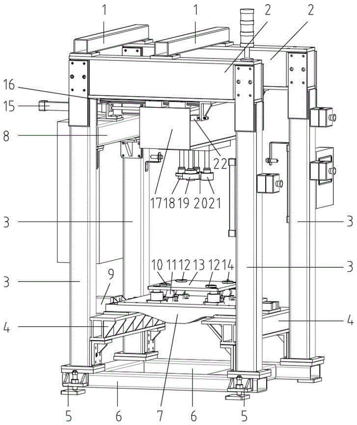 Combined pressing device for online assembly of forklift gearbox