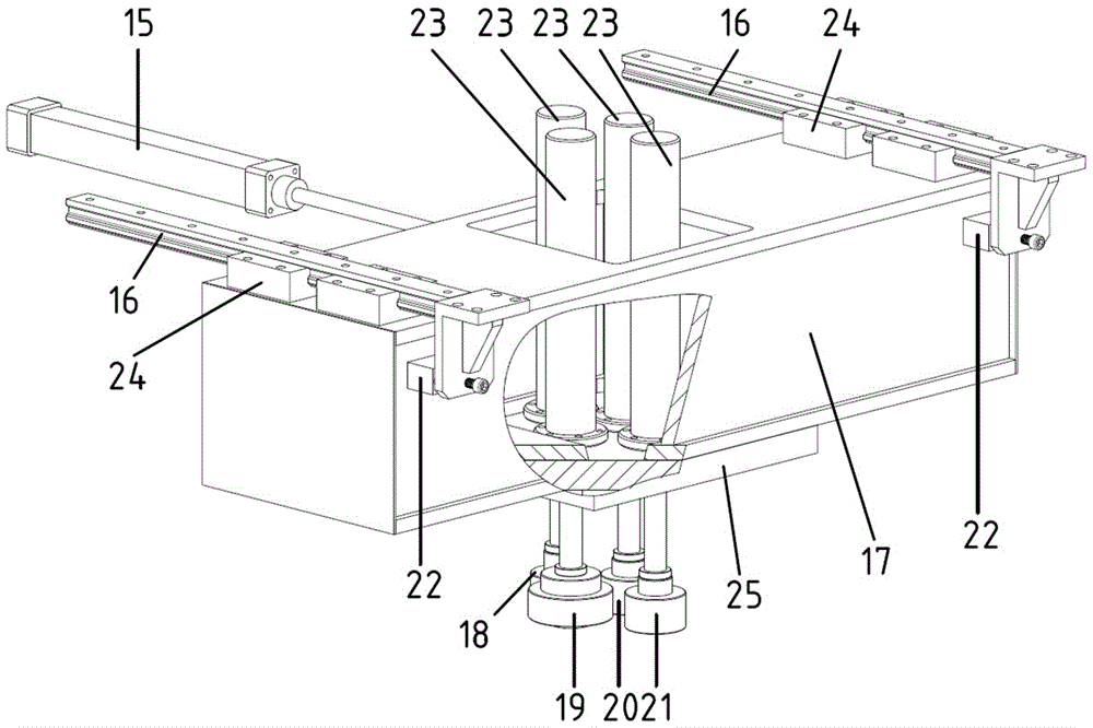 Combined pressing device for online assembly of forklift gearbox