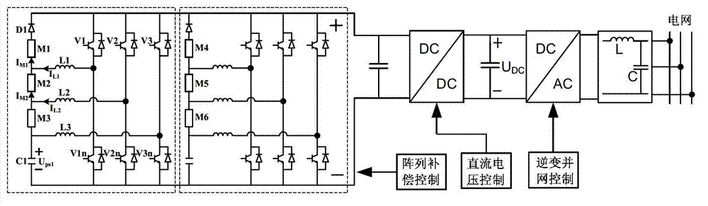 Photovoltaic array topological structure, grid-connected system based on photovoltaic array topological structure and photovoltaic array control method