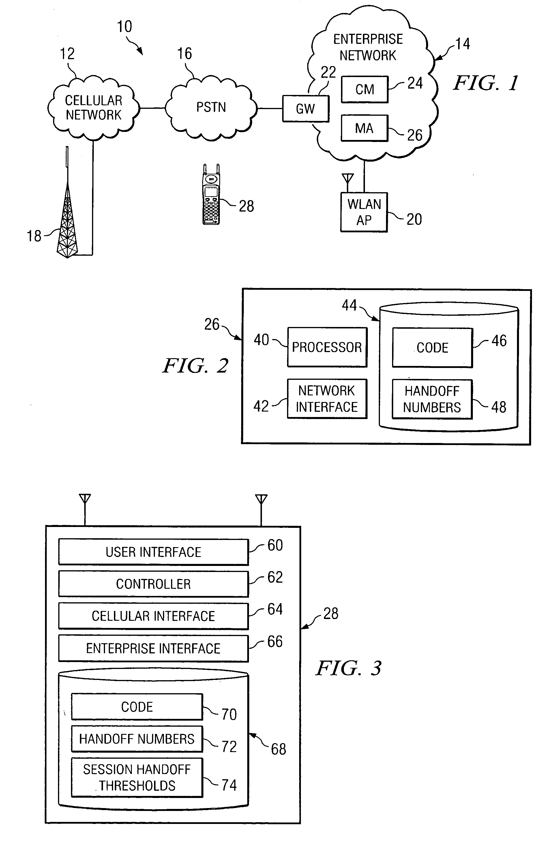 Handoff between cellular and enterprise wireless networks