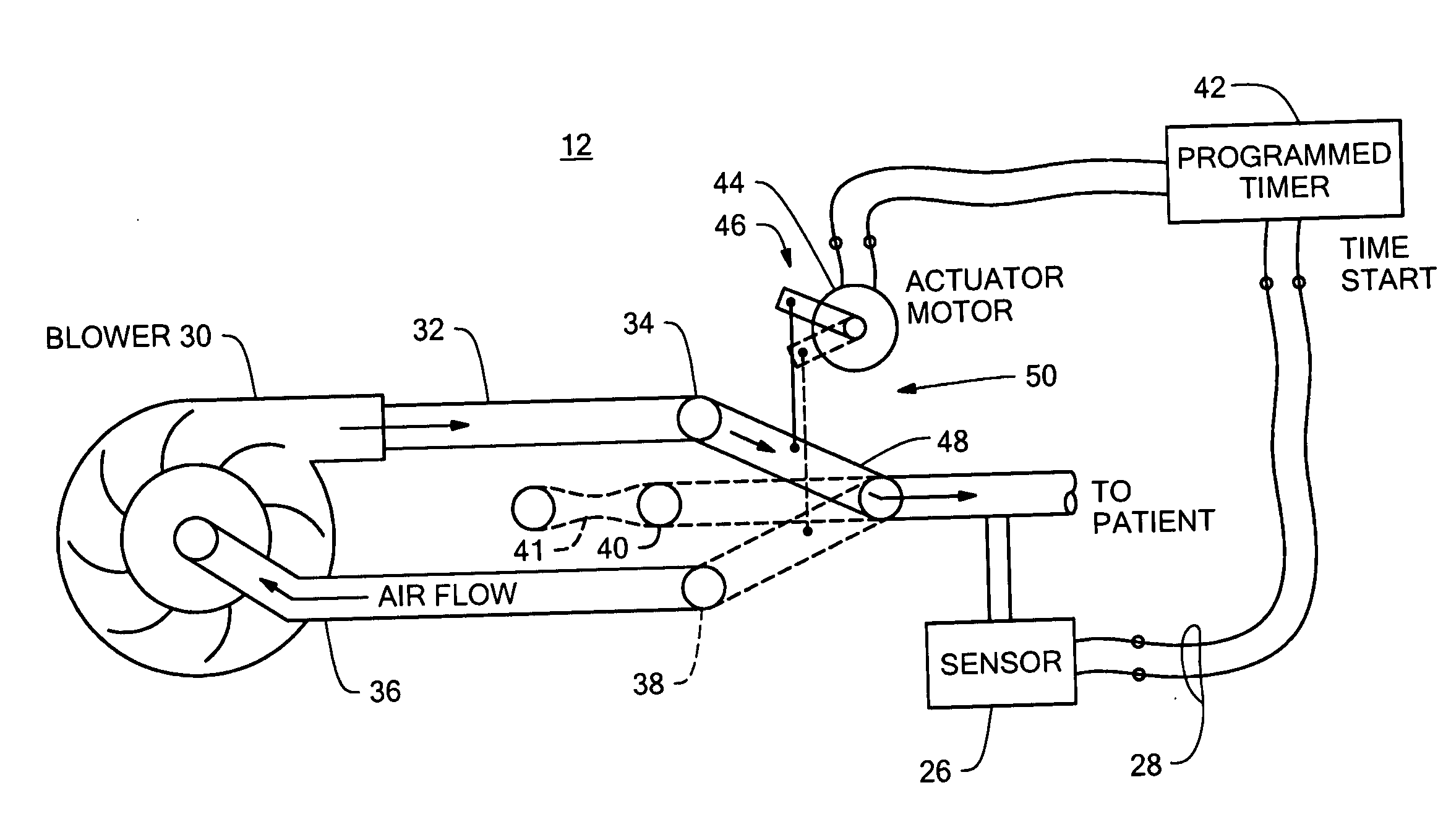 Insufflation-exsufflation system for removal of broncho-pulmonary secretions with automatic triggering of inhalation phase