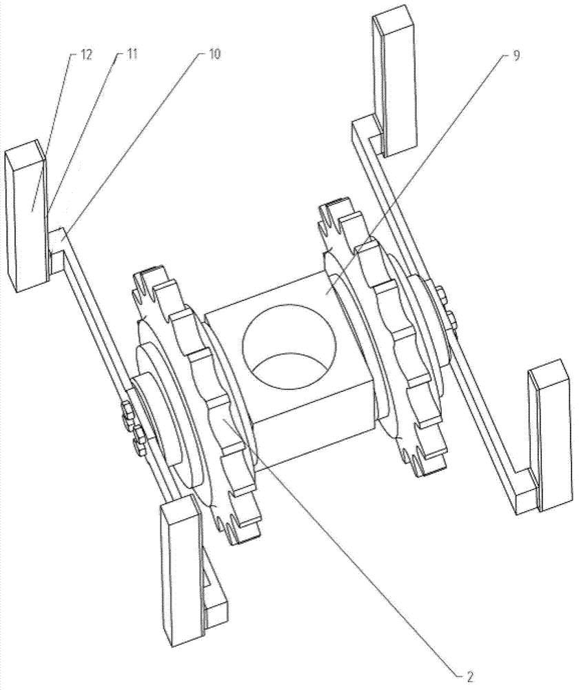 Stretcher leveler chain drive lifting pin mechanism with guiding