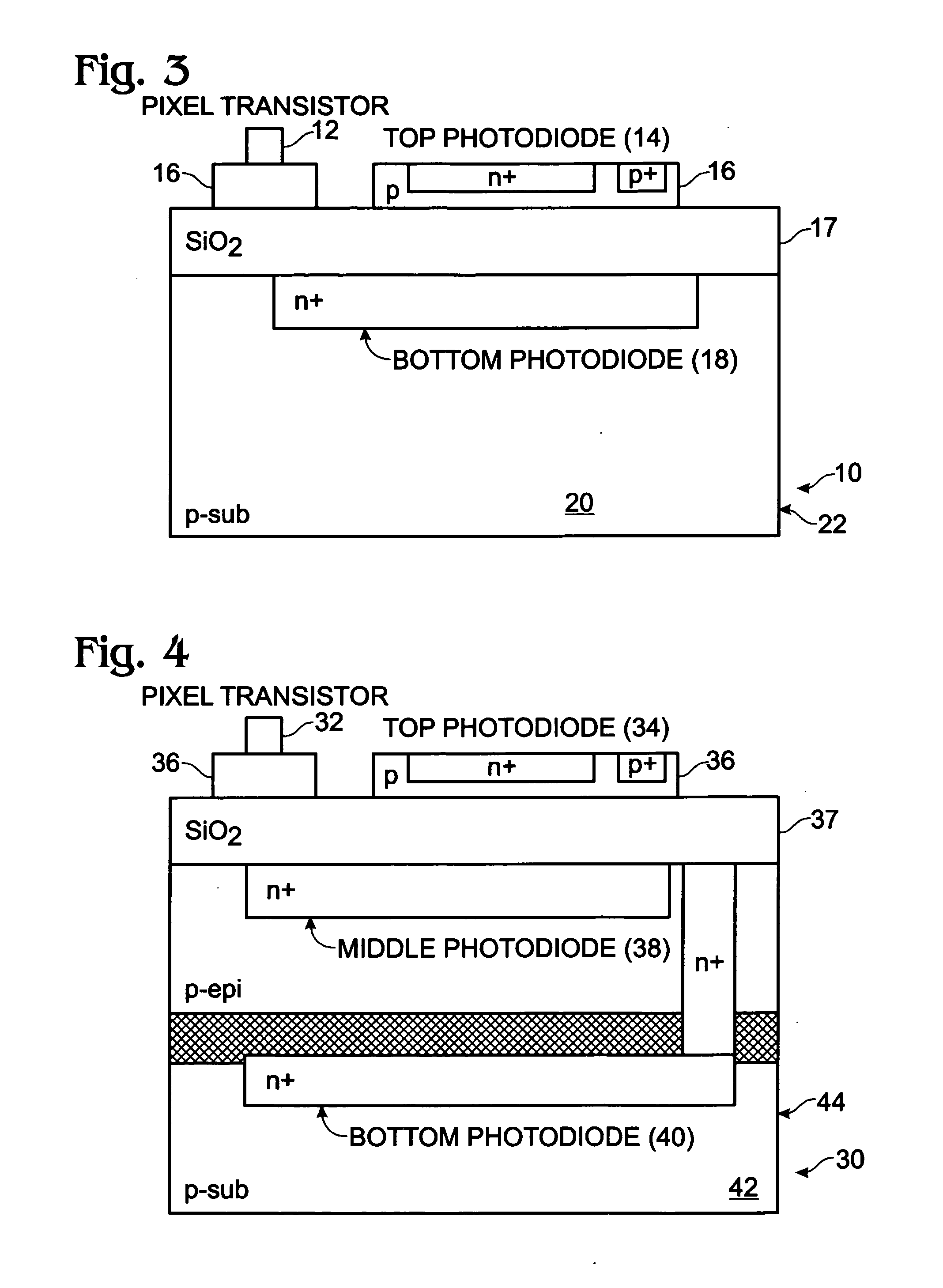 Real-time CMOS imager having stacked photodiodes fabricated on SOI wafer