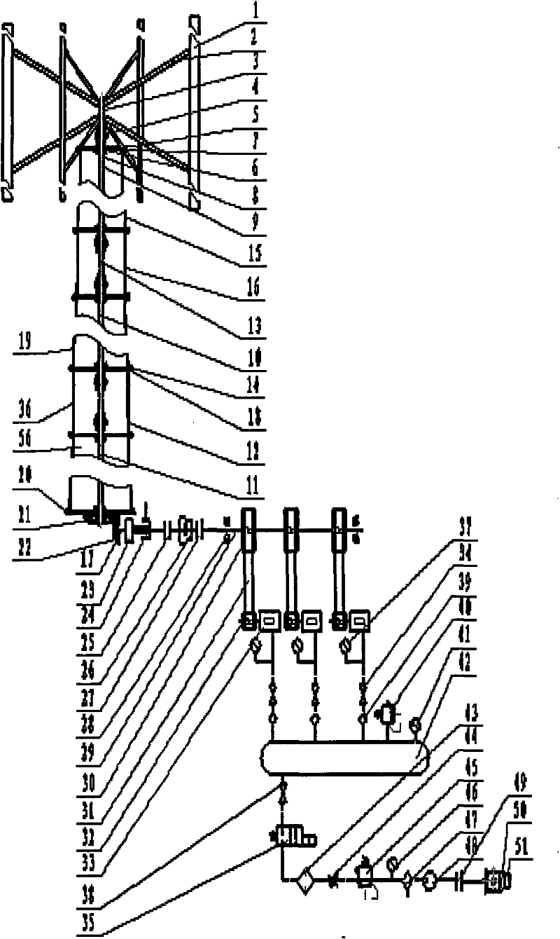 Round through vertical shaft pneumatic wind power generator set