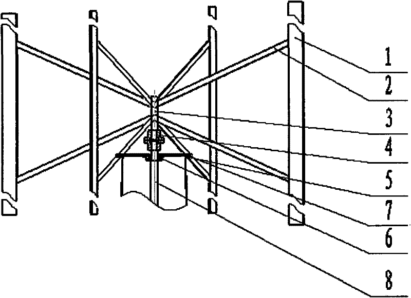 Round through vertical shaft pneumatic wind power generator set