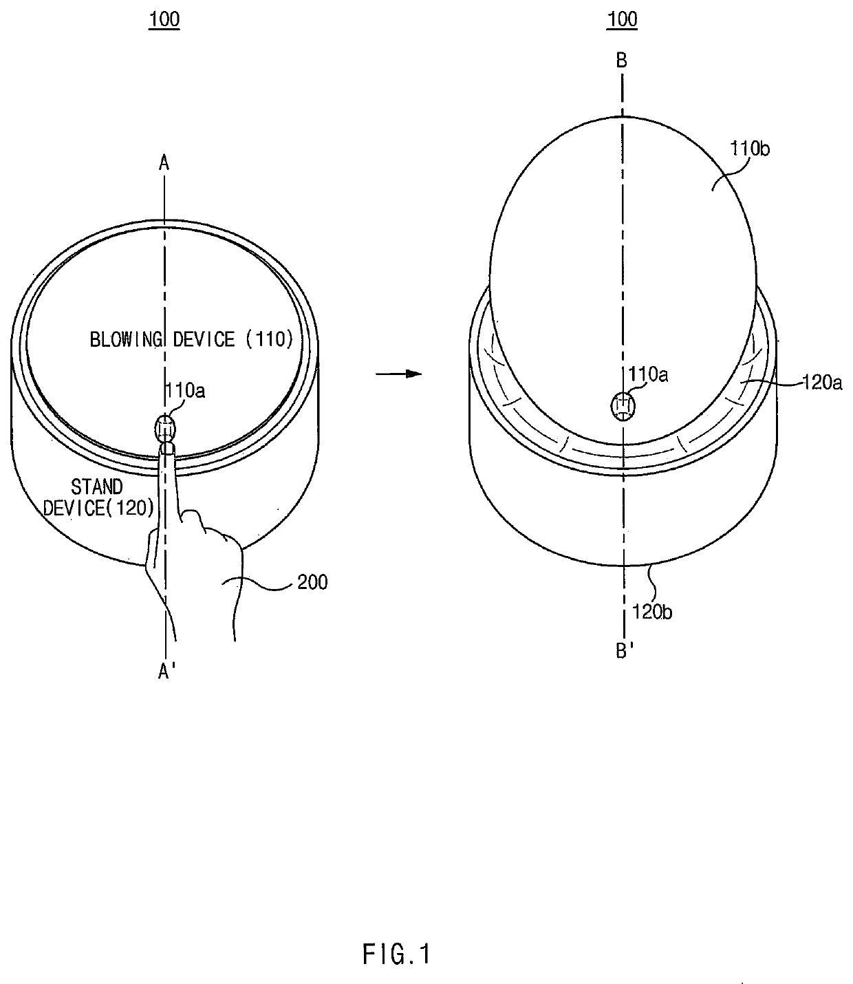 Blower and docking device comprising blower