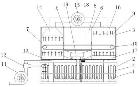 A cooling device for processing aluminum profiles