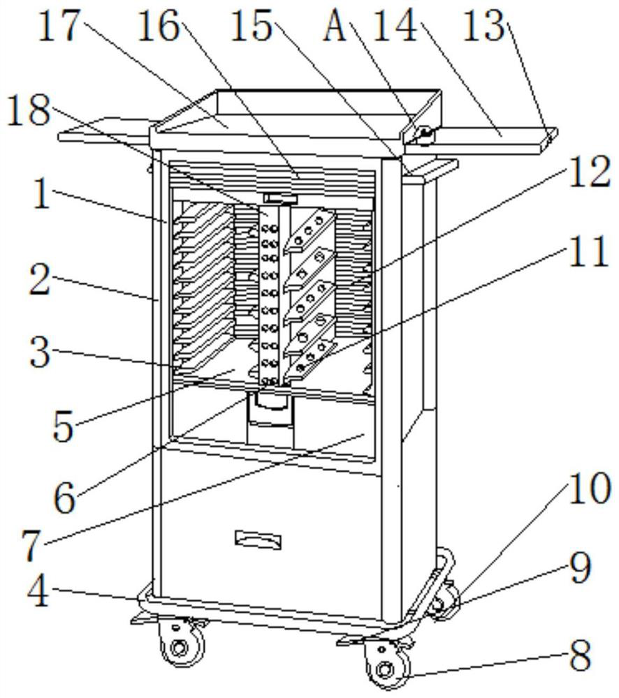 A medical mechanical cart for convenient storage and use of instruments