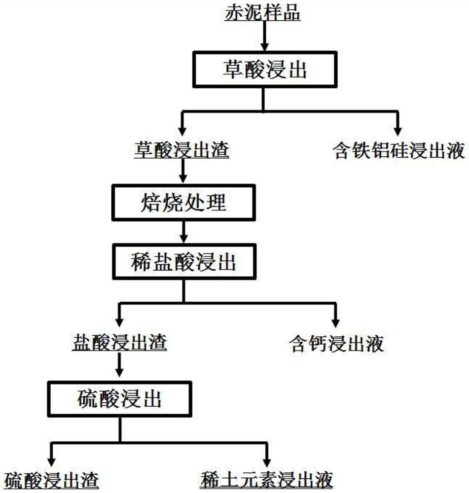 Method for selectively leaching rare earth elements from red mud