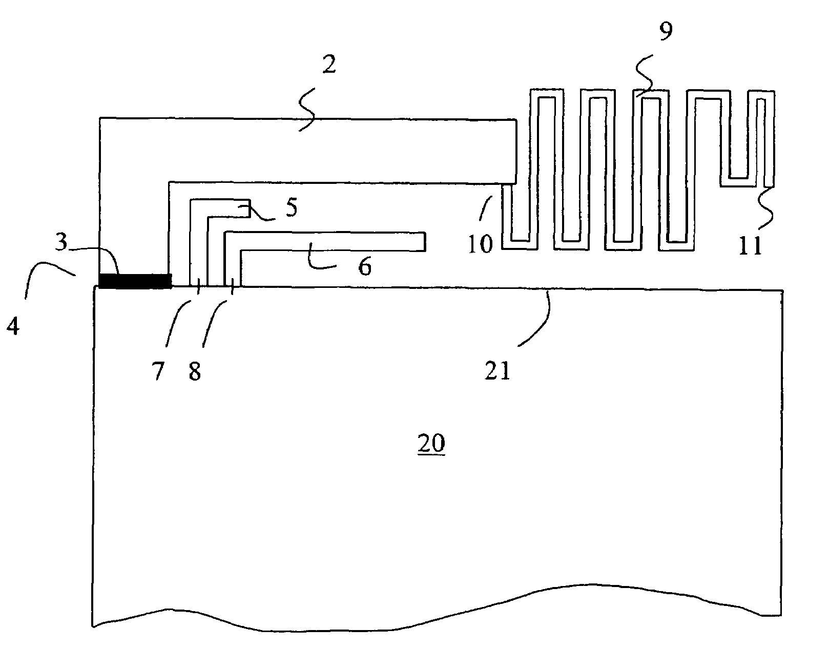 Multiband planar built-in radio antenna with inverted-L main and parasitic radiators