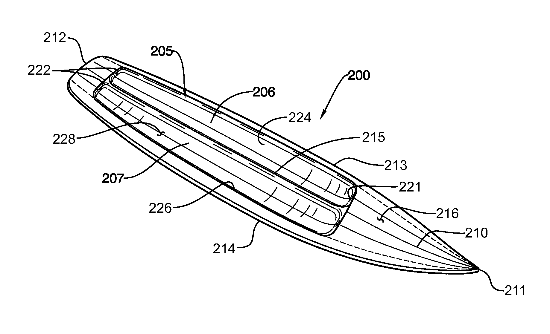 Longitudinally reinforced elliptically contoured waveriding system