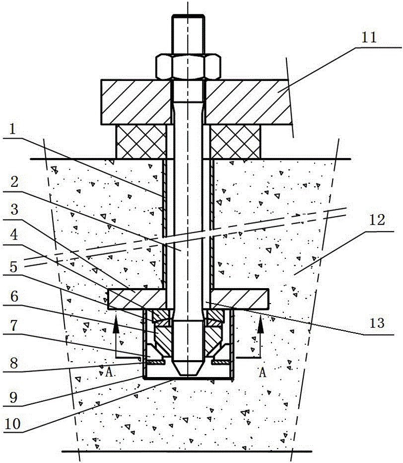 Adjustable foundation bolt pre-buried nut structure