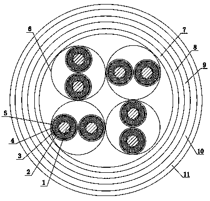 Communication cable with low dielectric constant insulation structure