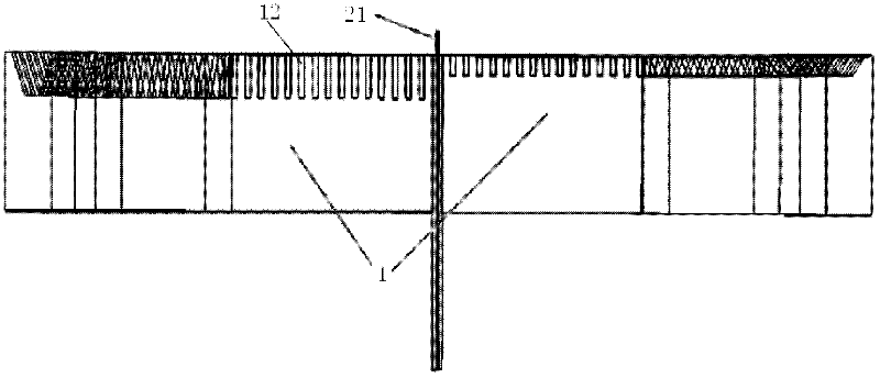 Tortuous two-way surface wave splitter