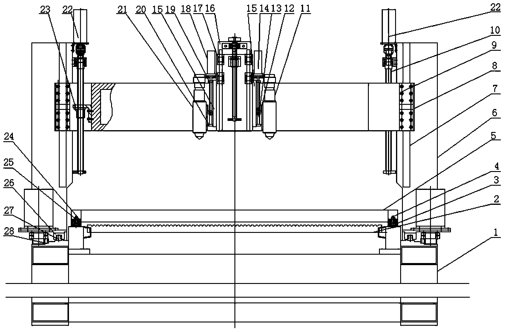 Gantry moving type laser cutting welding machine tool