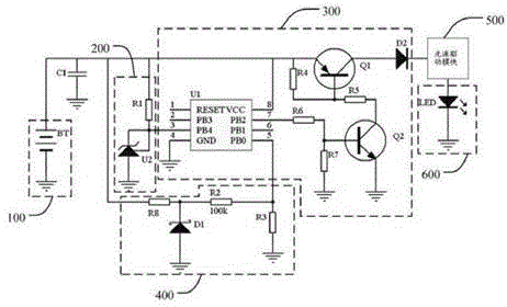 Automatic dimming lamp circuit