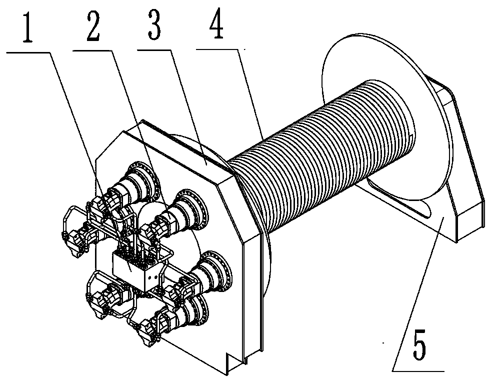 A hydraulic winch drive mechanism