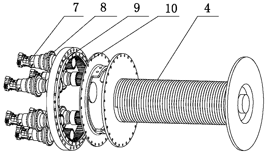 A hydraulic winch drive mechanism