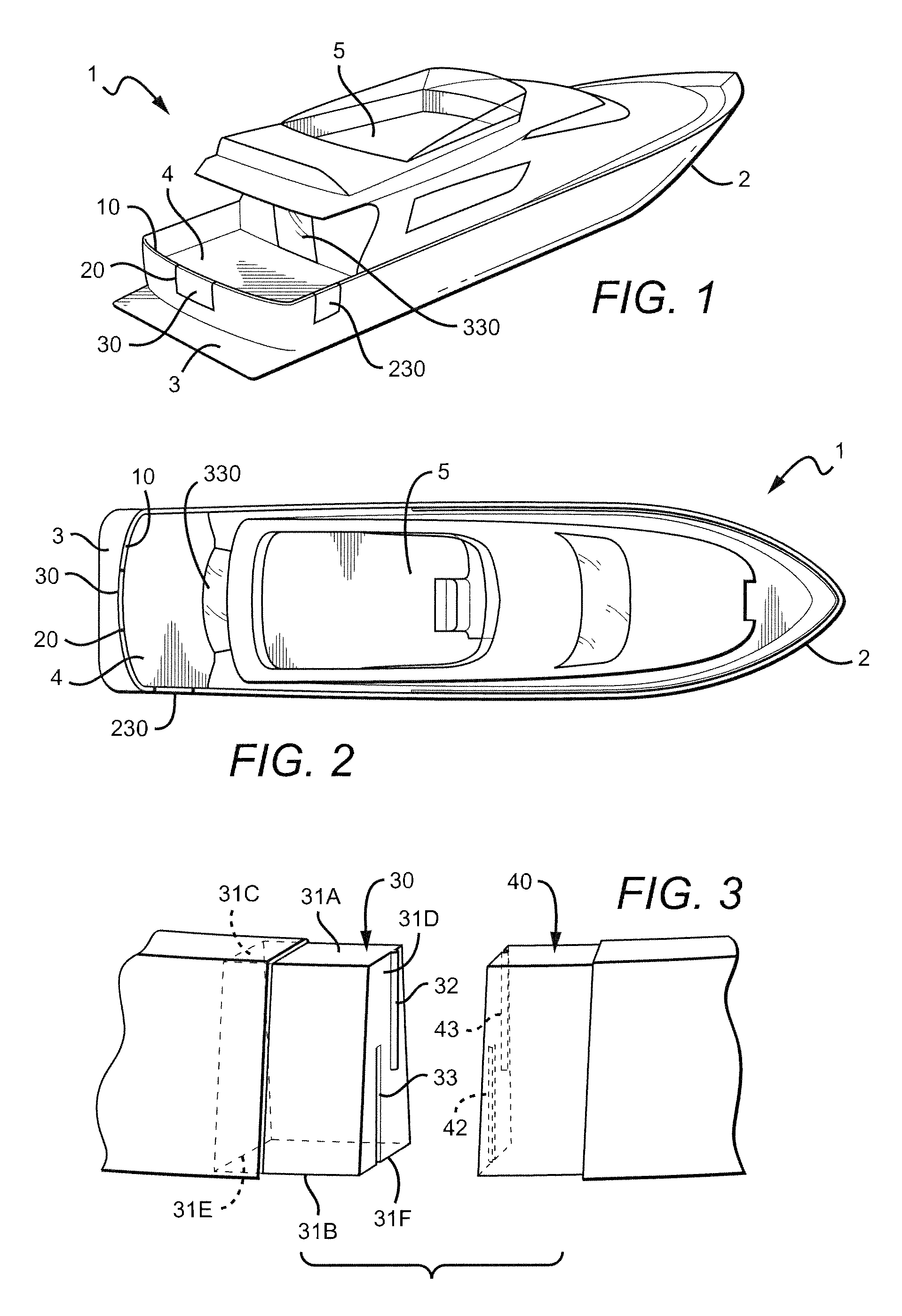 Pocket door for a boat