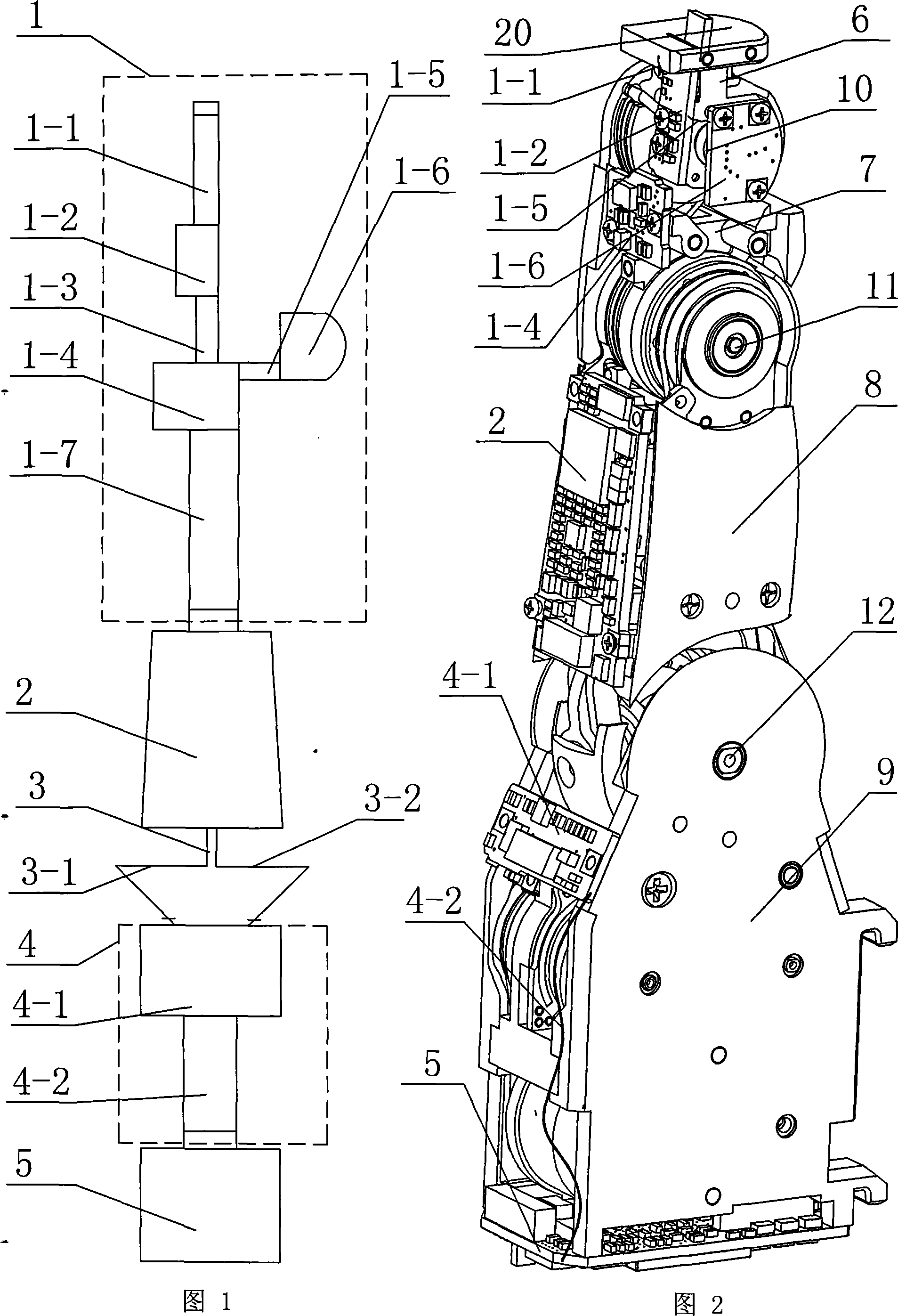 Flexible connecting line structure between integrated circuit board in the finger of robot delicacy hand