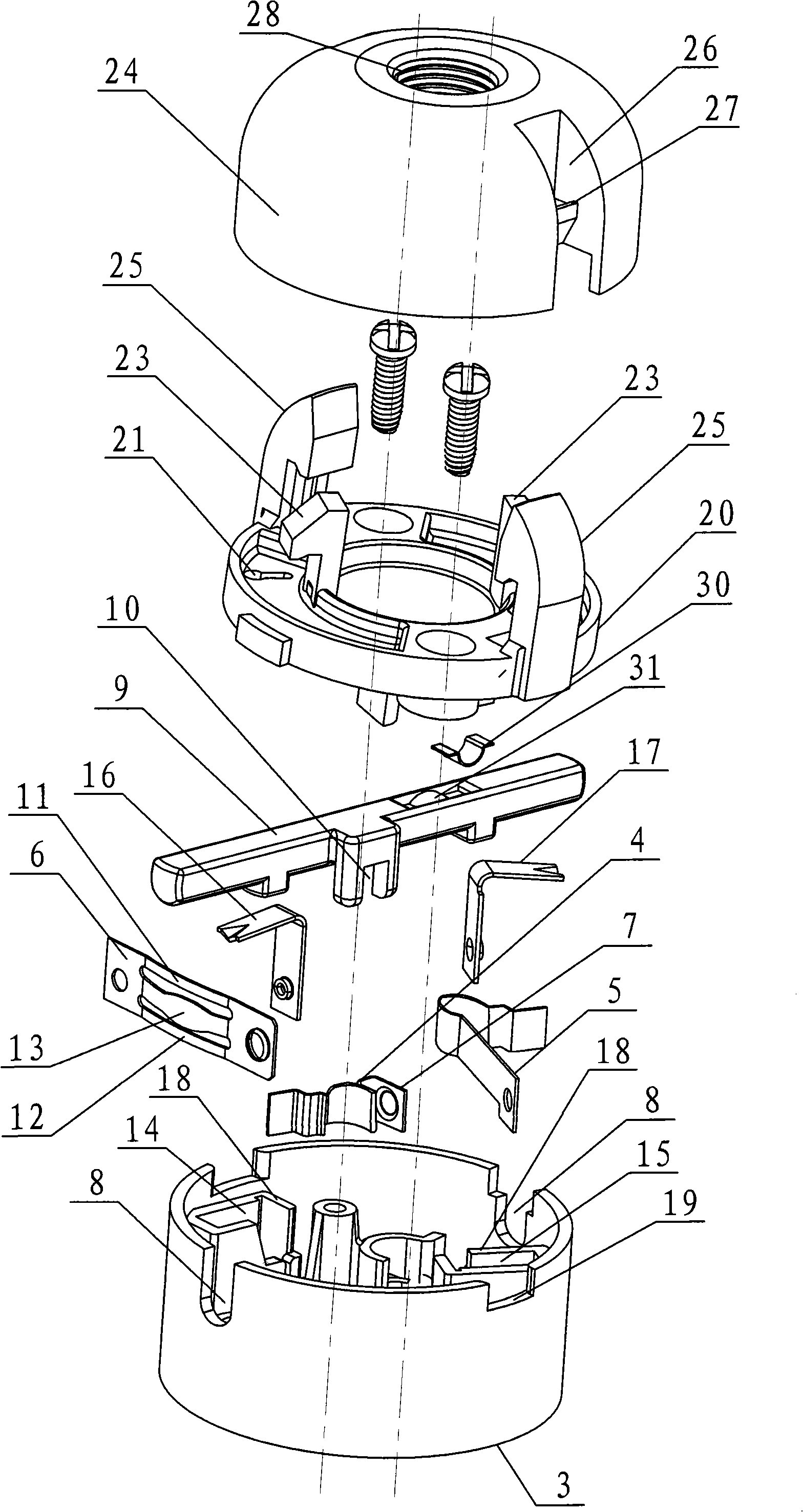 GU24 pushing-handle switch lamp base